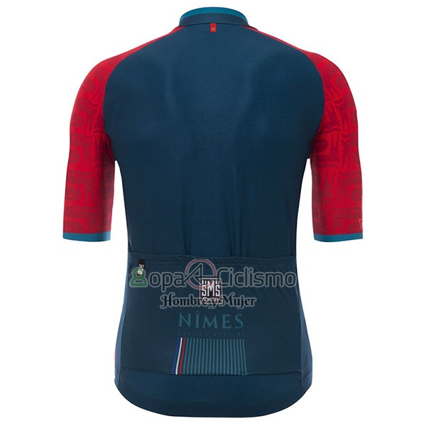 Nimes Vuelta Espana Ropa Ciclismo Culotte Corto 2017 Hombre Mangas Cortas Azul y Rojo